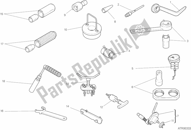 Todas as partes de 01a - Ferramentas De Serviço De Oficina do Ducati Diavel FL 1200 2016 Todas as partes de 01a - Ferramentas De Serviço De Oficina do Ducati Diavel FL 1200 2016